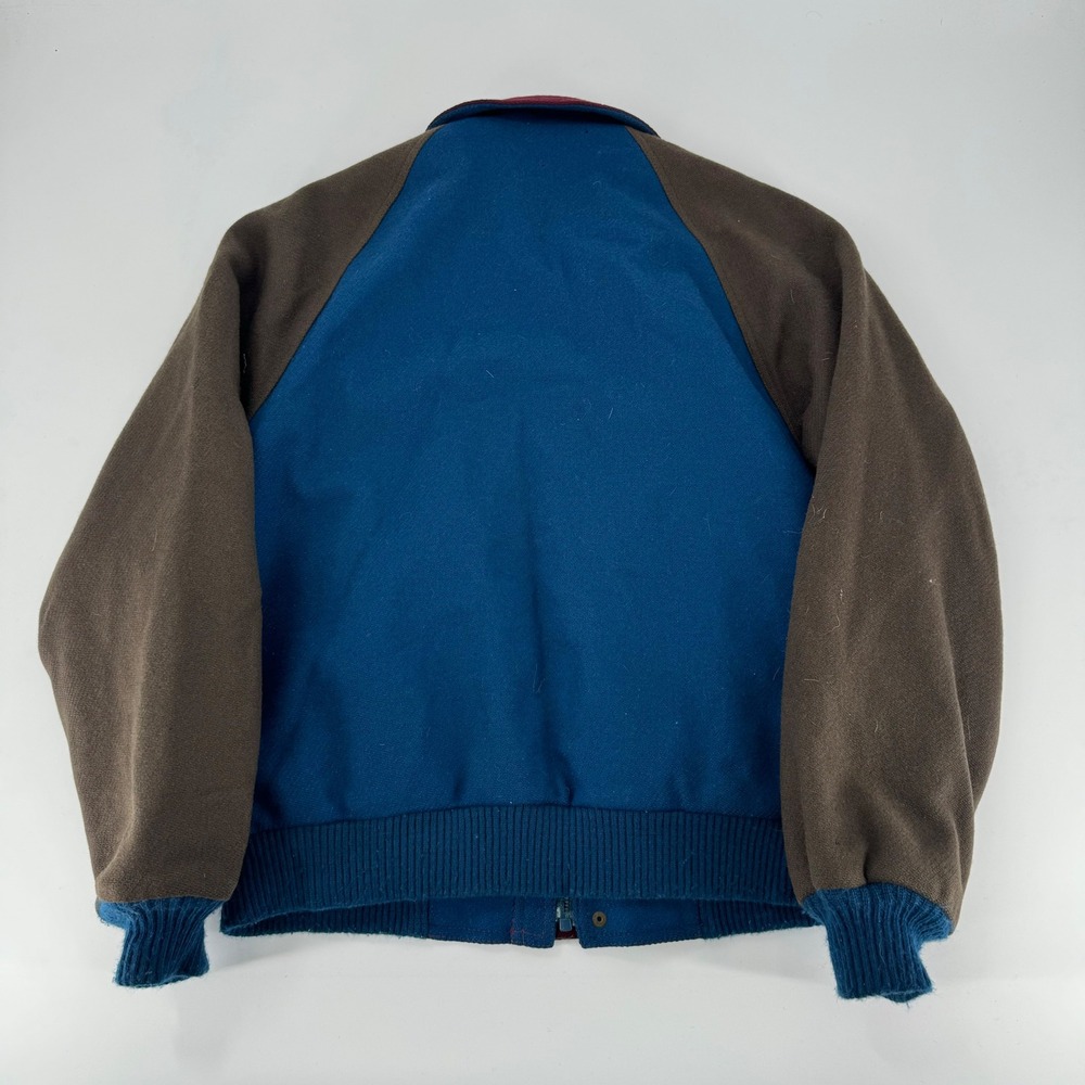 Pendleton Lobo Wool Bomber Jacket Men Blue Brown Maroon VTG M 1980's Rare - Picture 6 of 6